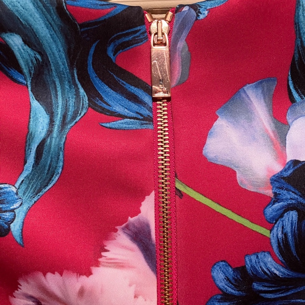Ted Baker London Arya Pink Floral Scuba Midi Dress NWOT Size 2. - Picture 7 of 8